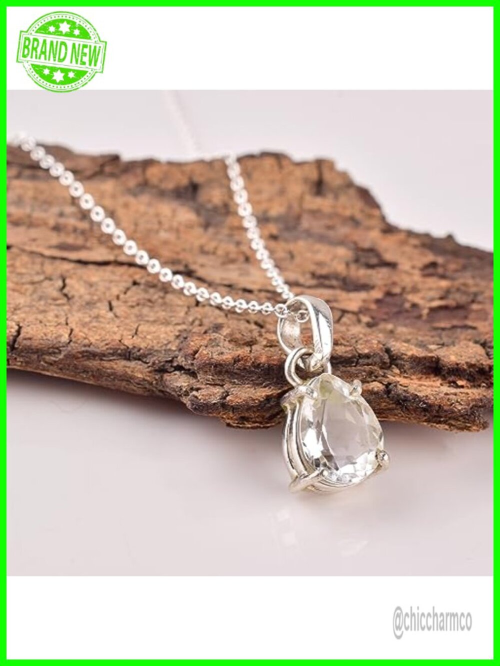 Hyalite Opal Pendant Necklace Sterling Silver Handmade Boho Natural Gemstone - Picture 6 of 6